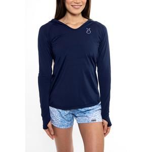 NEW REEL SKIPPER reel skipper classic performance uv shirt hoodie in navy blue